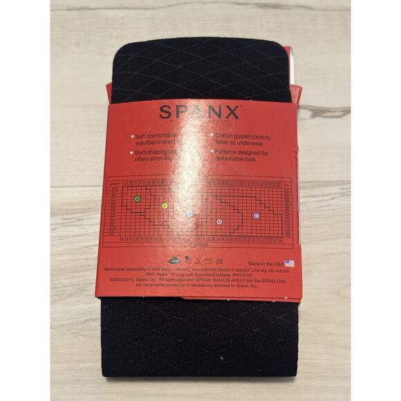 Spanx Tight-End Patterned Bodyshaping Tights Diamond Foil Black Size B New - Picture 2 of 5